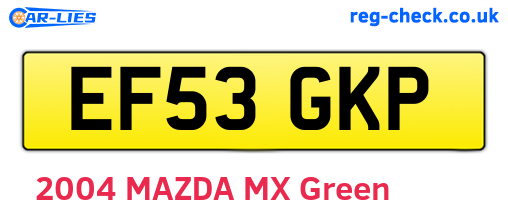 EF53GKP are the vehicle registration plates.