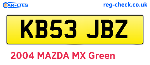 KB53JBZ are the vehicle registration plates.