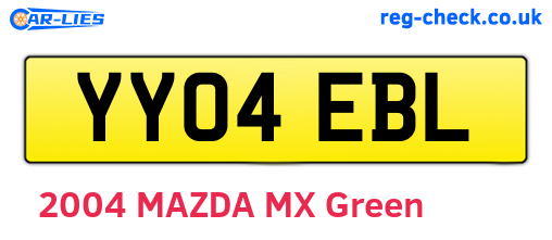 YY04EBL are the vehicle registration plates.