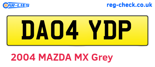 DA04YDP are the vehicle registration plates.