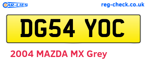 DG54YOC are the vehicle registration plates.