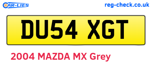 DU54XGT are the vehicle registration plates.