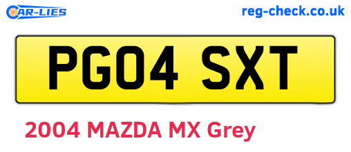 PG04SXT are the vehicle registration plates.