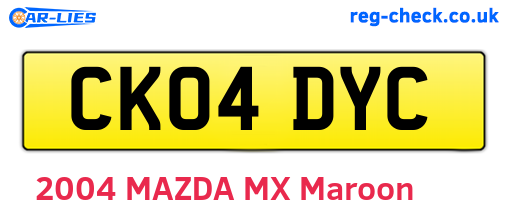 CK04DYC are the vehicle registration plates.