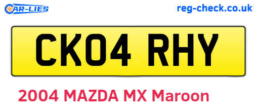 CK04RHY are the vehicle registration plates.