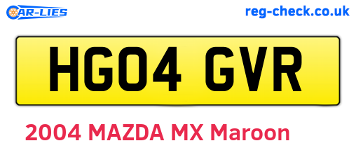 HG04GVR are the vehicle registration plates.