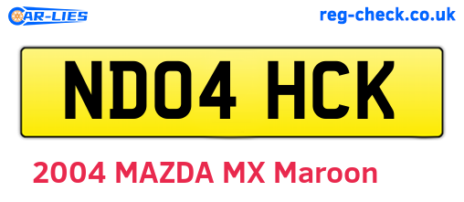 ND04HCK are the vehicle registration plates.