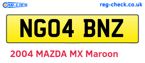 NG04BNZ are the vehicle registration plates.