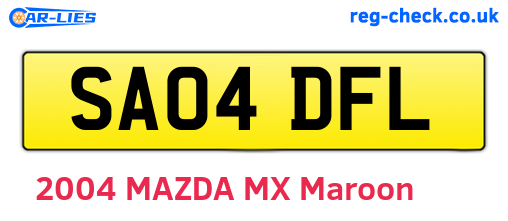 SA04DFL are the vehicle registration plates.