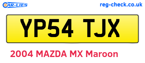 YP54TJX are the vehicle registration plates.