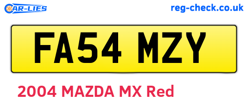 FA54MZY are the vehicle registration plates.