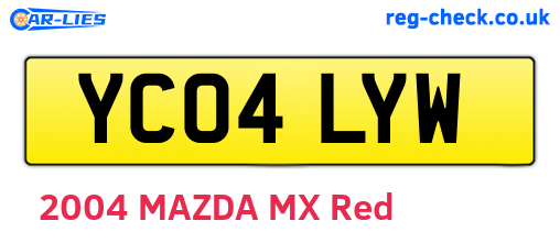YC04LYW are the vehicle registration plates.