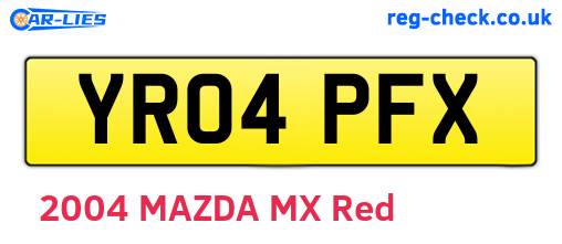 YR04PFX are the vehicle registration plates.