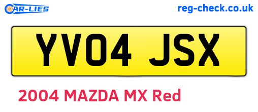 YV04JSX are the vehicle registration plates.