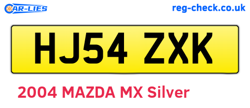 HJ54ZXK are the vehicle registration plates.