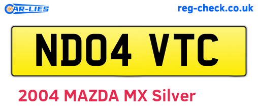 ND04VTC are the vehicle registration plates.