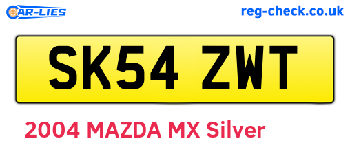 SK54ZWT are the vehicle registration plates.