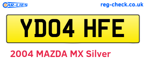 YD04HFE are the vehicle registration plates.
