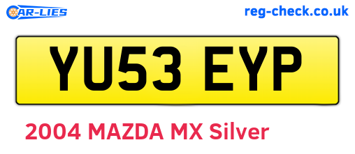 YU53EYP are the vehicle registration plates.