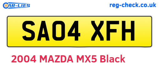 SA04XFH are the vehicle registration plates.
