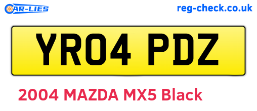 YR04PDZ are the vehicle registration plates.