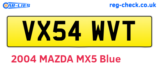 VX54WVT are the vehicle registration plates.