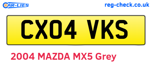 CX04VKS are the vehicle registration plates.