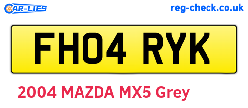 FH04RYK are the vehicle registration plates.