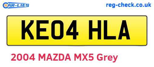 KE04HLA are the vehicle registration plates.