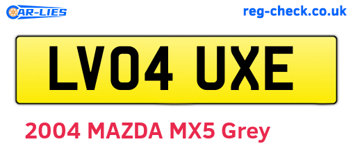 LV04UXE are the vehicle registration plates.