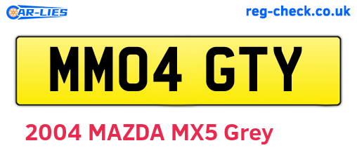 MM04GTY are the vehicle registration plates.