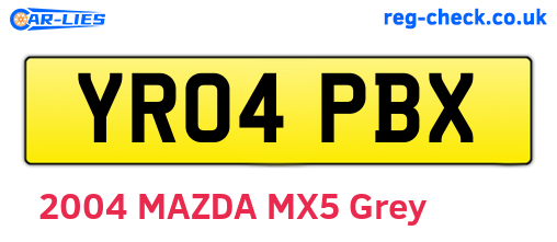 YR04PBX are the vehicle registration plates.