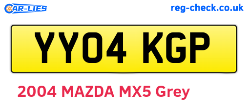 YY04KGP are the vehicle registration plates.