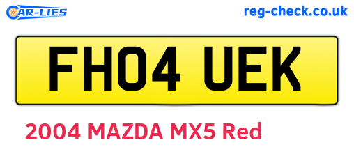 FH04UEK are the vehicle registration plates.