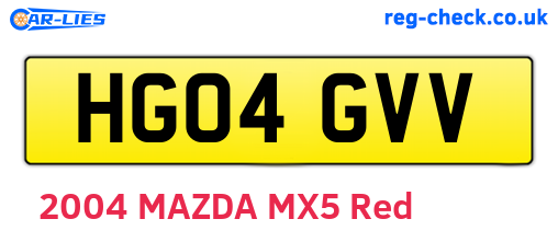 HG04GVV are the vehicle registration plates.