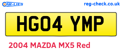 HG04YMP are the vehicle registration plates.