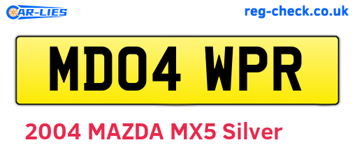 MD04WPR are the vehicle registration plates.