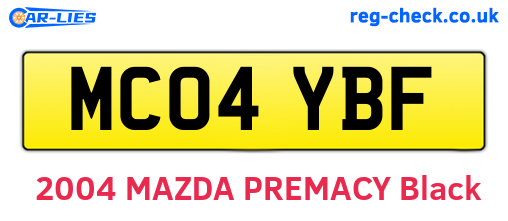 MC04YBF are the vehicle registration plates.