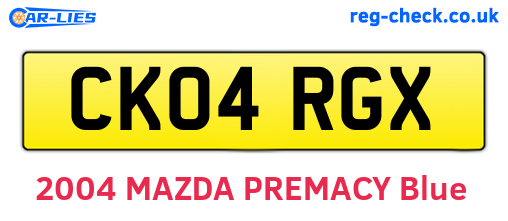 CK04RGX are the vehicle registration plates.