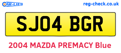 SJ04BGR are the vehicle registration plates.
