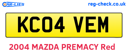 KC04VEM are the vehicle registration plates.