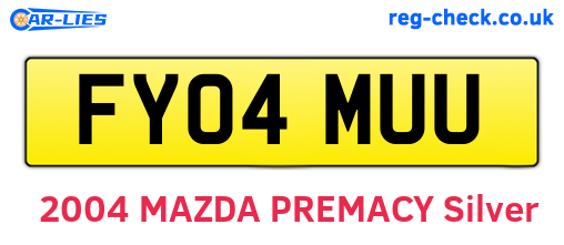 FY04MUU are the vehicle registration plates.