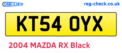 KT54OYX are the vehicle registration plates.