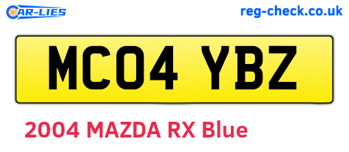 MC04YBZ are the vehicle registration plates.