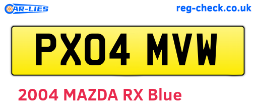PX04MVW are the vehicle registration plates.