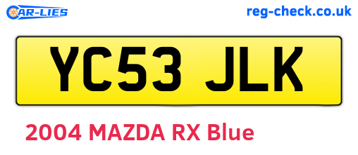 YC53JLK are the vehicle registration plates.