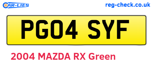 PG04SYF are the vehicle registration plates.