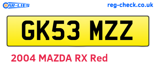 GK53MZZ are the vehicle registration plates.