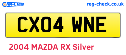 CX04WNE are the vehicle registration plates.