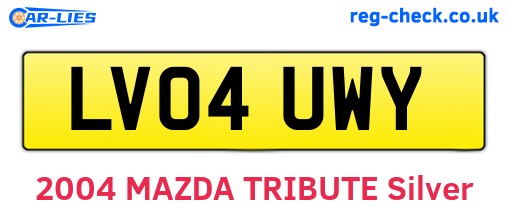 LV04UWY are the vehicle registration plates.
